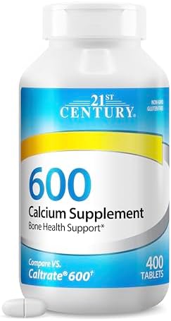 21st Century Calcium 600mg Tablets, Bone Strength Support, 75 Count | Calcium Carbonate 600 mg, Compare VS. Caltrate® 600, Bone Strength & Density Support, Vegan-Friendly, Non-GMO, Gluten Free