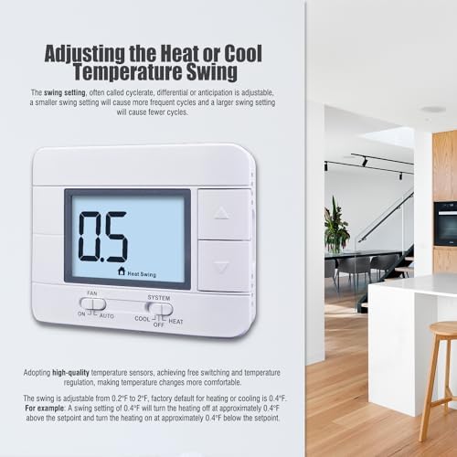 Aowel 2 Heat/ 2 Cool Non-Programmable Thermostat for Conventional System