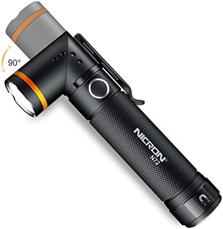 NICRON Flashlight, N72 800 Lumens Tactical Flashlight, 90 Degree Flashlight IPX4 Waterproof Led Flashlight 4 Modes- Best High Lumens are for Camping