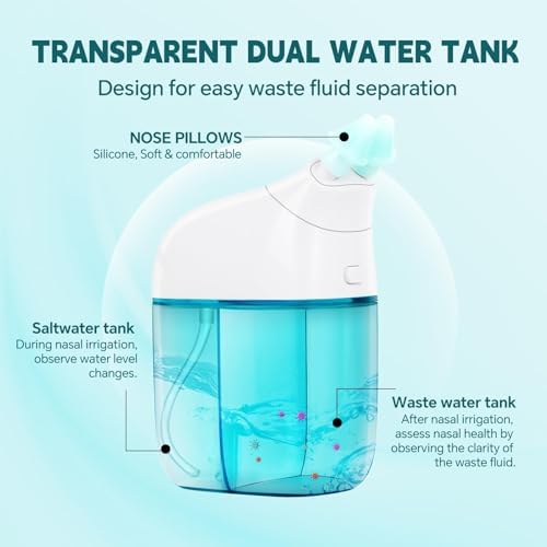 Nasal Irrigation System with 30 Saline Packets Nasal Care, Sinus Rinse Machine, Nasal Rinse Machine, Nasal Cleaner with Auto Waste Collection Function for Sinus, Nasal Allergies - Green