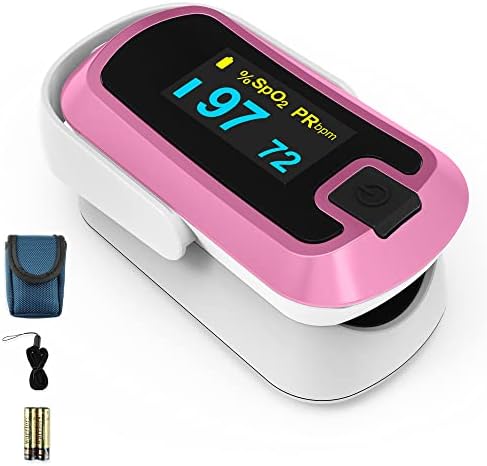 OLED Finger Pulse Oximeter, O2 Meter, Dual Color White/Pink
