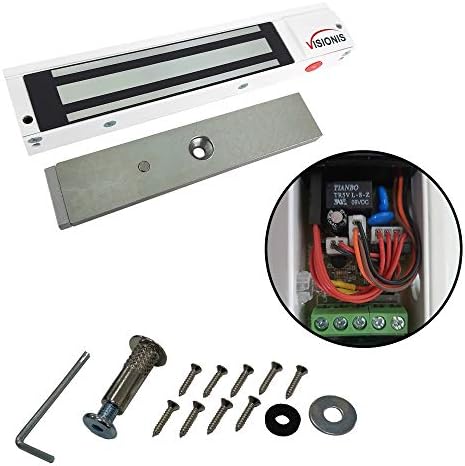 Visionis FPC-5192 600lbs Indoor Electromagnetic Lock with 600 lbs L and Z Bracket for Inswinging Door Access Control Maglock