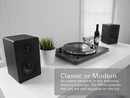 Micca MB42X Advanced 2-Way Passive Bookshelf Speakers, Stereo Pair, Black | Amplifier Required, 4-Inch Carbon-Fiber Woofer, 0.75-Inch Silk-Dome Tweeter, Desktop, Home Theater, Surround Sound