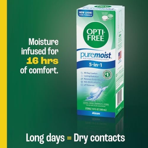 Opti-Free Puremoist Multi-Purpose Contact Lens Cleaning and Disinfecting Solution with Lens Case, 2 Fl Oz (Pack of 1)