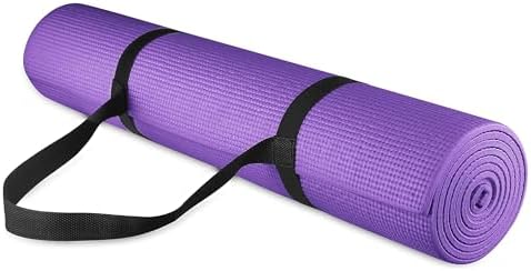 Fitvids All Purpose 1/4-Inch High Density Anti-Tear Exercise Yoga Mat with Carrying Strap, Multiple Colors