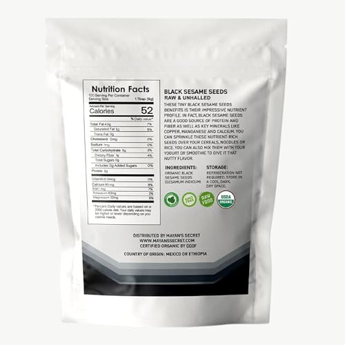 Mayan's Secret - Organic Black Sesame Seeds Raw – USDA Certified, Vegan, Non-GMO