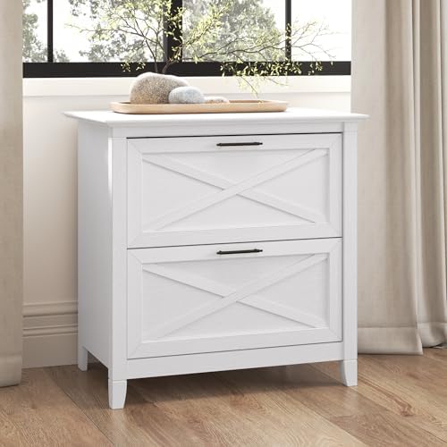 Bush Home Key West 2 Drawer Lateral File Cabinet in Washed Gray, Document Storage for Home Office, Accent Chest with Drawers