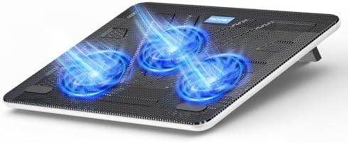 TECKNET Laptop Cooling Pad, Portable Slim Laptop Cooler for 12"-17" Laptops | 60% High-Efficiency Cooling, Whisper-Quiet Design, Dual USB Ports, LED Working Indicator, Alloy Material Mesh