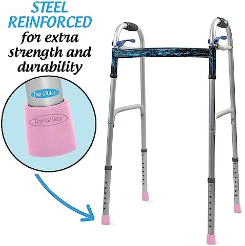 Steel-Reinforced Walker Glide Tips (Gray, 1 1/8")
