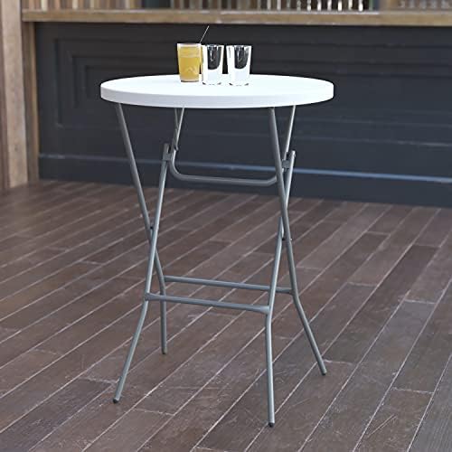 Flash Furniture Elon 32' Round Folding Bar Height Table for Parties and Commercial Events, Indoor/Outdoor Plastic Tall Round Table, White | Lightweight, Easy Storage, Commercial Grade