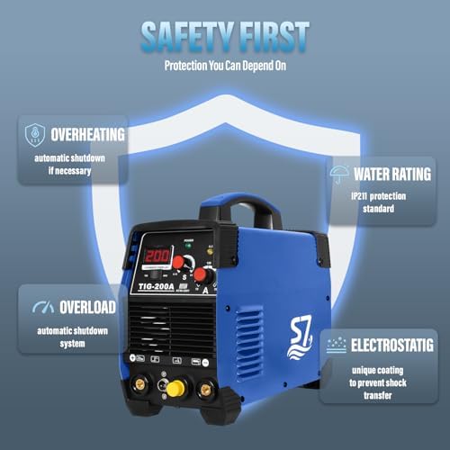 S7 200A HF Start TIG Welder, DC TIG and Stick Welder, 110V/220V Dual Voltage Portable Welding Machine for Garage Repair, DIY Projects