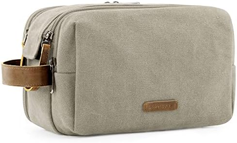 BAGSMART Toiletry Bag for Men, Canvas Travel Toiletry Organizer Dopp Kit Water-resistant Shaving Bag for Toiletries Accessories,Grey-Medium