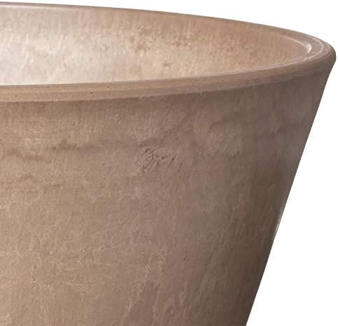 PSW Pot Collection TD25TC Plastic/Stone/Wood Composite Shallow Bulb Pan - No Drainage Hole (Drillable), Planter for Succulents, Bonsai, Fairy Gardens, Herbs, 10-inch, Terra Cotta Color