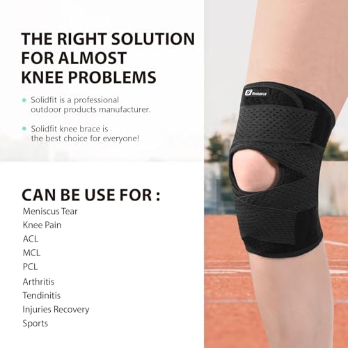 Knee Brace with Side Stabilizers for Meniscus Tear,Adjustable Knee Wrap | for Pain Relief, Breathable Compression Knee Support for Knee Pain, ACL, MCL, Arthritis, Sports, Women&Men (Black, X-Large)