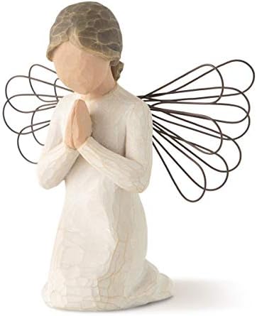 Willow Tree Angel of Prayer, Sculpted Hand-Painted Figure | Kneeling Angel With Hands in Prayer, Baptism and Communion Gift