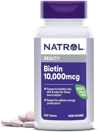 Natrol Biotin 10000mcg, 4X Faster Dissolve Supplement for Healthy Hair, Skin and Nails for Those Low in Biotin, Plus Energy Metabolism Support, 60 Tablets, Up to a 60 Day Supply