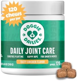 Doggie Dailies Hip & Joint Chews for Dogs, Chicken, All Breeds, 225 Count | Glucosamine & Chondroitin Supplement, Supports Joint Health & Mobility, Soft Chews for Dogs of All Breeds & Sizes