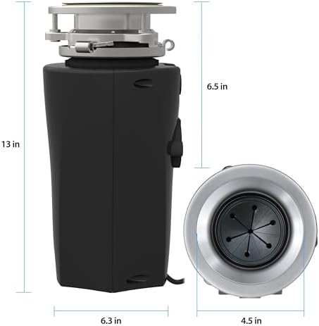 Eco Logic 1/3 HP Garbage Disposal, Universal 3-Bolt Mount, Power Cord