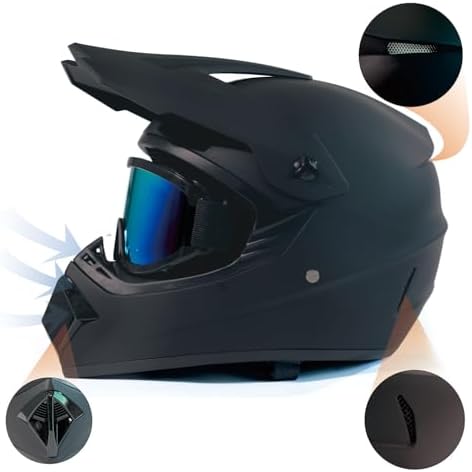 Dirt Bike Helmets Black Fullface DOT Motorcycle E Bike ATV Helmet