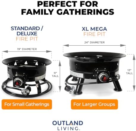Outland Living Firebowl Smokeless Fire Pit, Round Outdoor Portable Propane Gas Fire Pit with UV and Weather Resistant Durable Cover