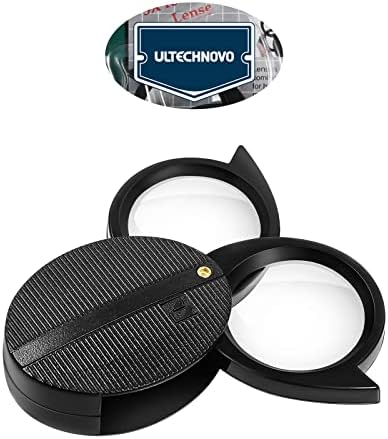 ULTECHNOVO Pocket Magnifying Glass 5X Folding Handheld Portable Magnifier