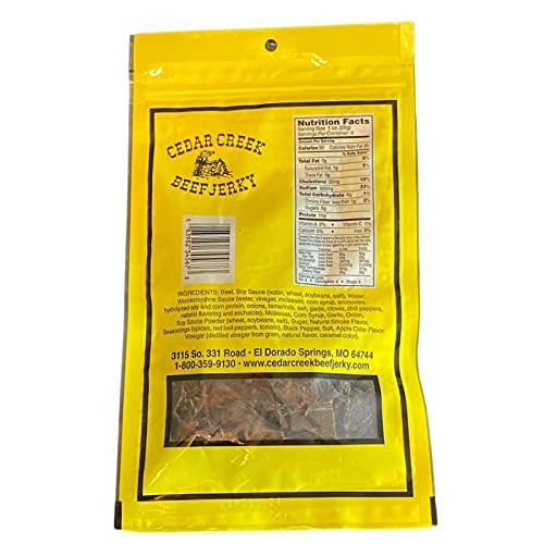 Cedar Creek Beef Jerky, Air-Dried Thinly Sliced, 4oz Pack, No Artificial Preservatives, Grass-Fed & Grain-Finished Beef, High Protein, Low Calorie