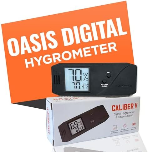 Oasis Caliber V Digital Hygrometer and Thermometer - Slim Hygrometer & Thermometer w/Digital Humidity Sensor Gauge for Precise Readings