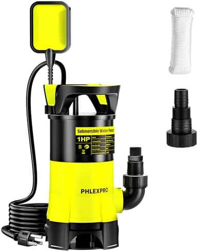 1/2HP Automatic Submersible Sump Pump, 5300 GPH Water Pump | 3/4" Garden Hose Check Valve Adapter, 2650 GPH Water Removal for Swimming Pool Cover Hot Tubs Flooded House Basement