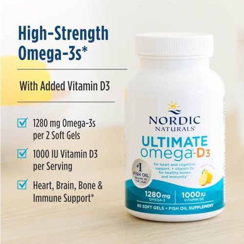 Nordic Naturals Ultimate Omega-D3,1280mg + 1000IU D3, Lemon - 90 Count