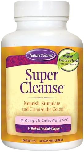 Nature’s Secret Super Cleanse - Extra Strength Colon Cleanse with 14 Herbs & Probiotic Support - Promotes Gut Health Detox Cleanse & Digestive