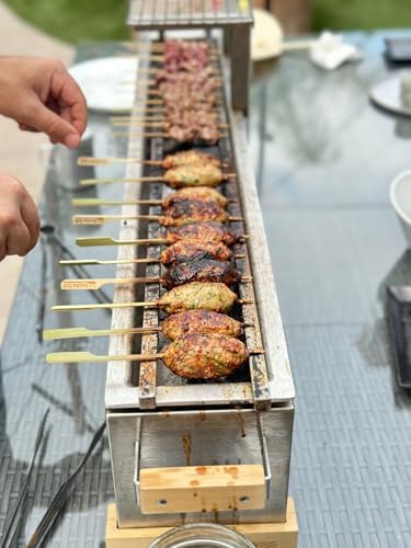 The Bincho Grill 36" Yakitori Charcoal Grill, Japanese Style Tabletop Robata BBQ – Stainless Steel