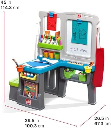 Step2 Great Creations Art Center, Kids Activity Table, Arts & Crafts Desk, Made of Durable Plastic, Includes Bench, For Toddlers 3+ Years Old