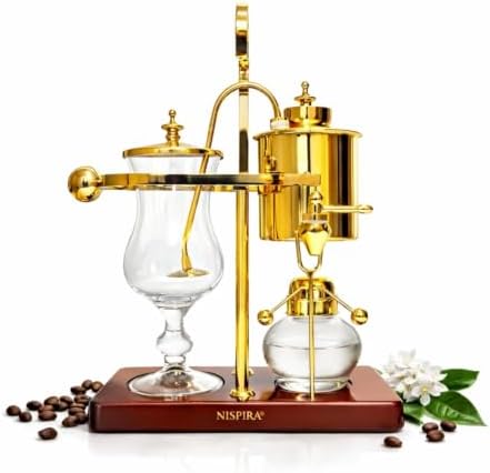 Nispira Belgium Royal Family Balance Syphon Unique Gravity Vintage Coffee Maker Vacuum Brewing System Gold 500 ml