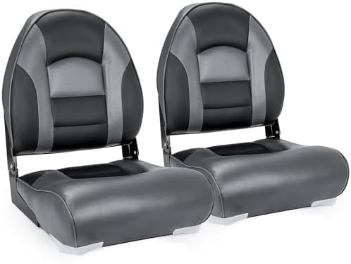 NORTHCAPTAIN Deluxe A Pair of Marine High Back Folding Boat Chair Fishing Boat Seat, for Fishing, Bass/Jon/Pontoon Boat Chairs