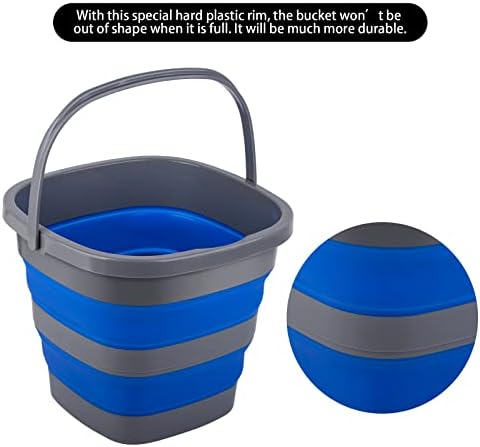2 Pack Collapsible Plastic Bucket with 2.6 Gallon (10L) Each, Foldable Rectangular Tub for House Cleaning