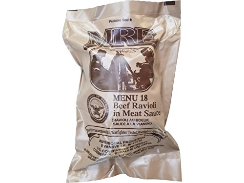 Ultimate 2018 US Military MRE Complete Meal Inspection Date January 2018 or Newer (Beef Ravioli) | Compact Grab-and-Go | Shelf-Stable Nutrition | No