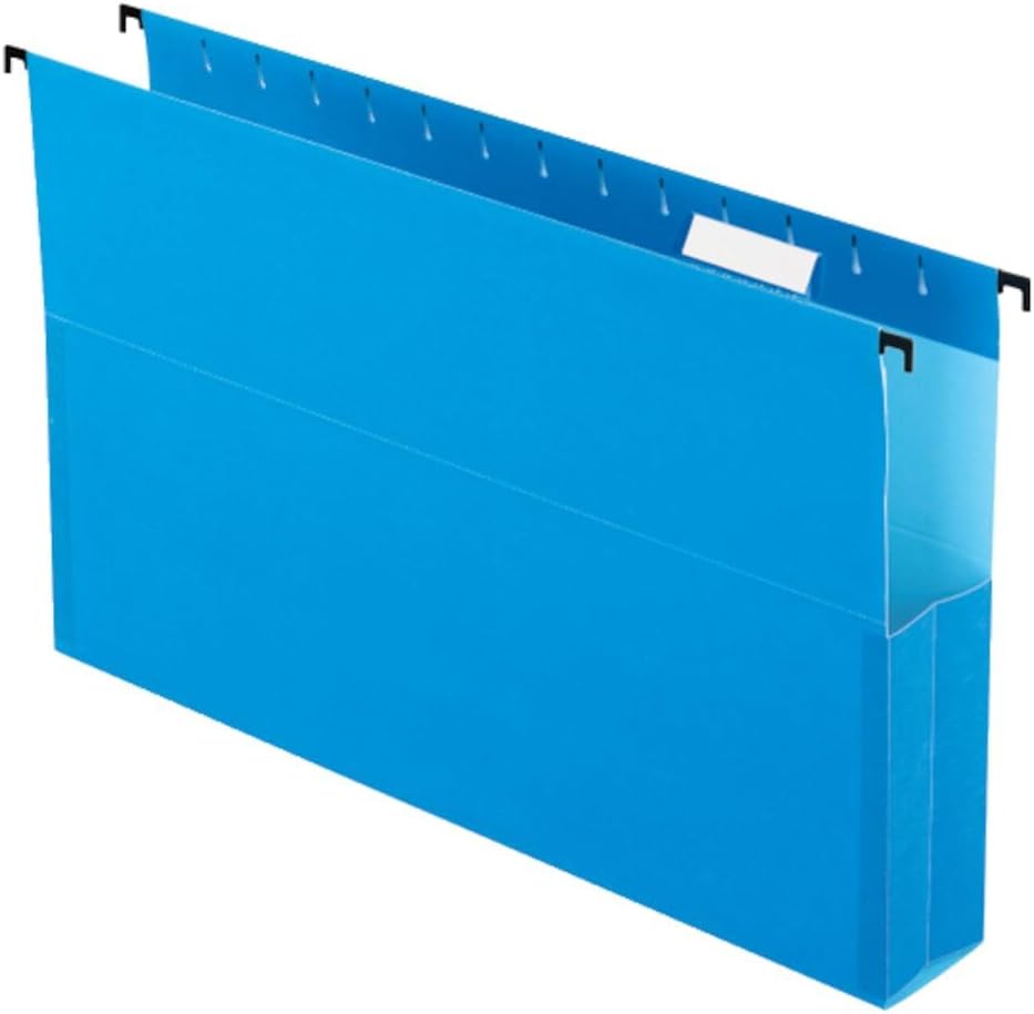 Pendaflex SureHook Reinforced Hanging Box File, 2", Legal, Blue, 1/5 Cut, 25 per box (59302EE)