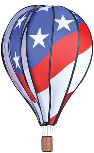 Hot Air Balloon Hanging Garden Spinner 22" - Vibrant Patriotic Design, Weather-Resistant Outdoor Decor, Durable & Lightweight for Patios, Yards