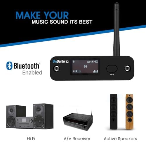 B2 LDAC/aptX HD Bluetooth 5.1 Hi-Fi Audio Receiver with ESS DAC,OLED Display,RCA,Optical & Coaxial,Extended Range for Home Stereo