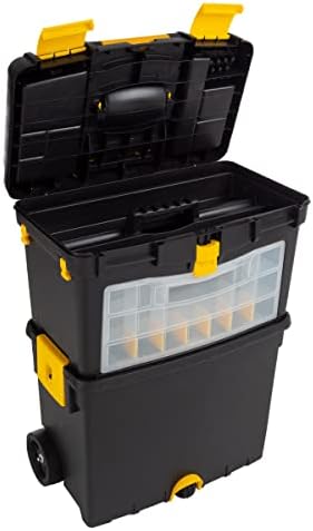 Rolling Tool Box with Wheels, Foldable Comfort Handle, and Removable Top – Toolbox Organizers and Storage by Stalwart
