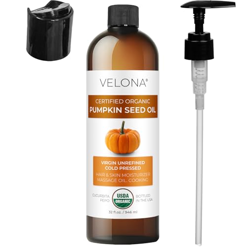 velona Pumpkin Seed Oil USDA Certified Organic - 32 fl oz | 100% Pure and Natural Carrier Oil | Unrefined, Cold Pressed | Cooking, Face, Hair