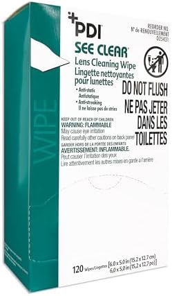 PDI See Clear Lens Cleaning Wipes, Non-Streaking & Anti-Static for Glasses, Eyeglasses, Loupes & Safety Eyewear