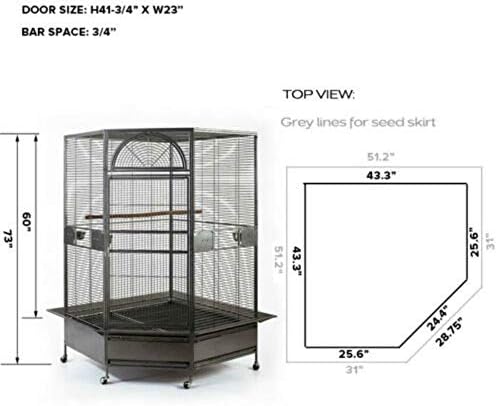 Parrot Escape Jumbo Corner Bird Cage Aviary (X-Large)