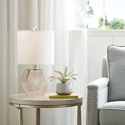 510 Design Bella Glass Table Lamps for Bedroom, Nightstand Light With Cotton Blend Fabric Shade, Rotary Switch, 60" Corded, 60W Bulb, Transitional