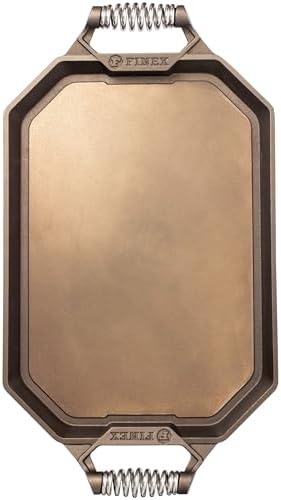 FINEX 22" Cast Iron Double Burner Griddle, Griddle Plate, Even Heat Distribution, Non-Stick Cooking, Cast Iron Double Griddle Pan for Stove Top & More