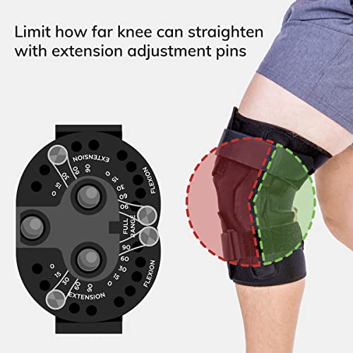 BraceAbility Torn Meniscus ROM Knee Brace - Hinged Post Surgery Support with Flexion Extension Control for Hyperextension and Locking Treatment, Ligament PCL or ACL Tears, Osteoarthritis Relief (XL)