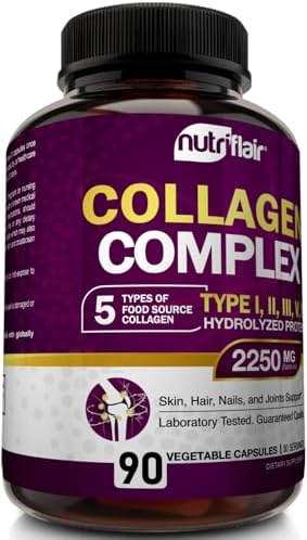 NutriFlair Multi Collagen Peptides 2250mg, 90 Capsules - Type I, II, III, V