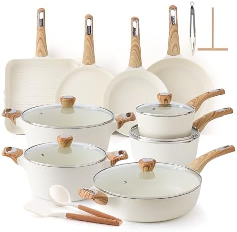 SENSARTE Ceramic Cookware Sets, Pots and Pans Set Non stick, Non toxic Healthy Induction Cookware, 26 Pcs Nonstick Kitchen Cooking Set, w/Frying Pans Set, Saucepans Set