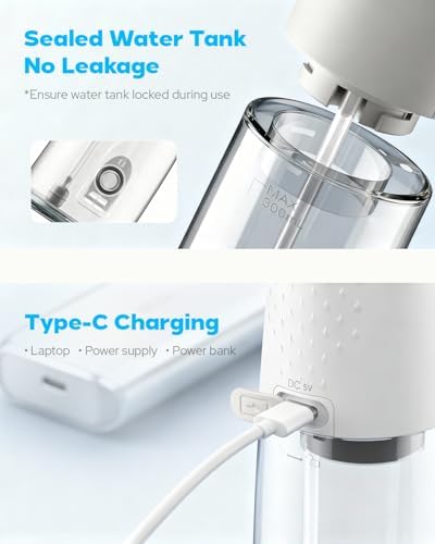 Nasal Irrigation System 300ml Tank with 6 Nozzles & 40 Salt Packets, Cordless Electric Nasal Rinse Machine for Sinus Relief & Allergies
