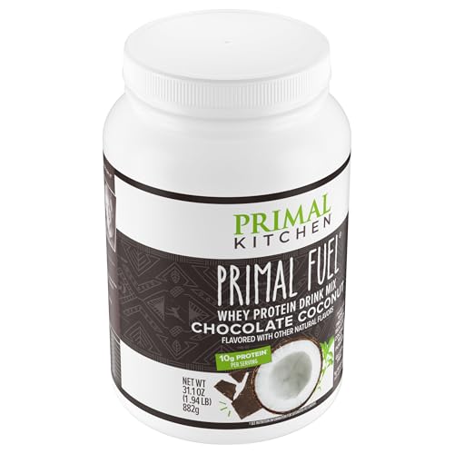 Primal Kitchen Primal Fuel Chocolate Coconut Whey Protein Powder, Gluten and Soy Free, 1.94 Pounds